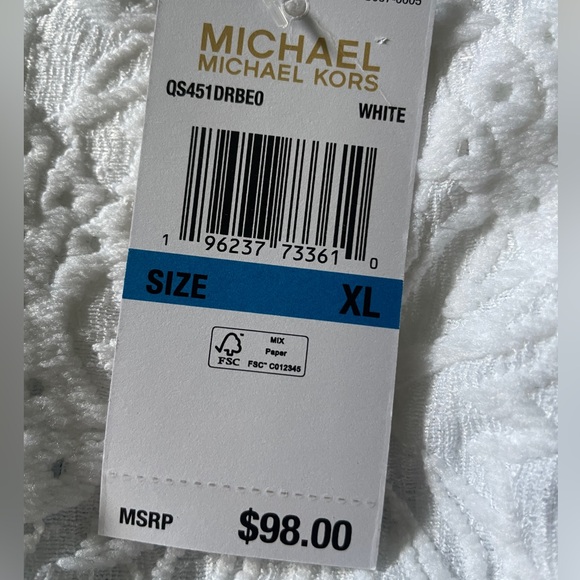 NWT. Michael Kors 2PC Eyelet Midi Skirt-Size L and Cropped Top-Size XL. White. - Picture 11 of 11